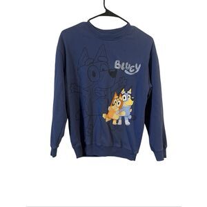 Bluey x Hybrid Apparel Womens Blue Soft Bluey and Bingo Graphic Sweatshirt Small